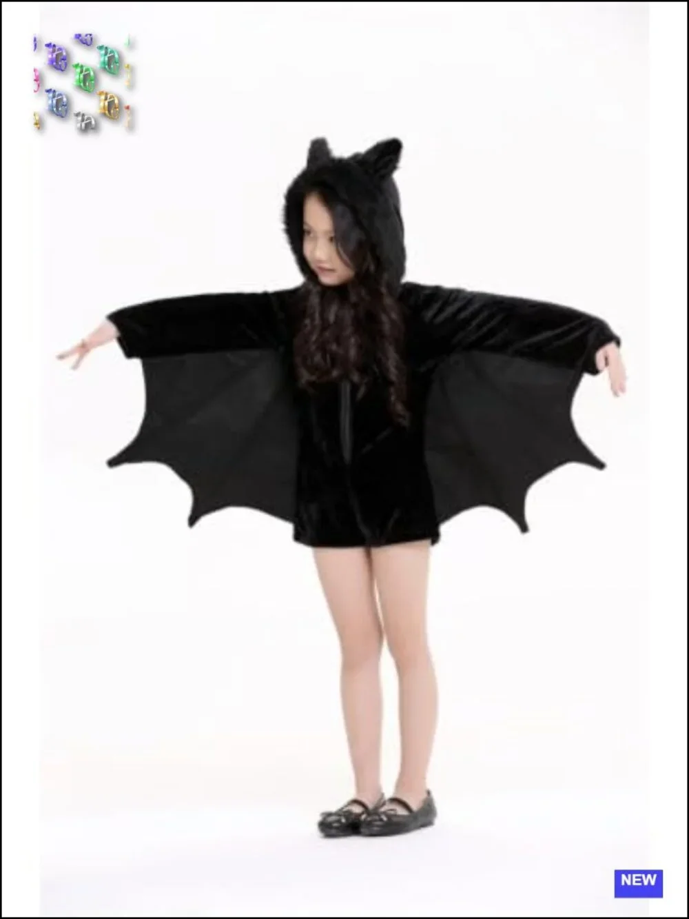 Kids Bat Jumpsuit Halloween Costume with Wings, Zipper, Unisex